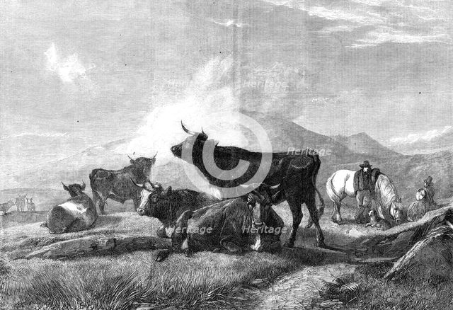 "A Rest on the Road to the Fair" by H.B. Willis, in the exhibition of the Royal Academy, 1861. Creator: J Greenaway.
