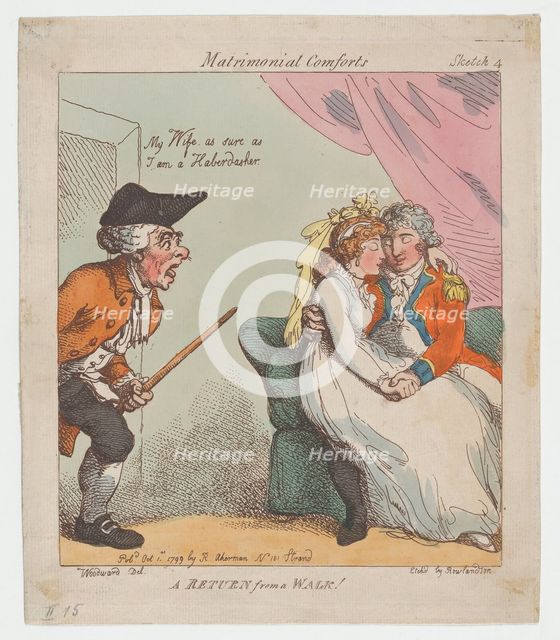 A Return from a Walk, October 1, 1799., October 1, 1799. Creator: Thomas Rowlandson.