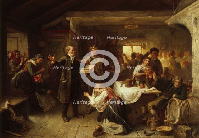 A Revivalist Disturbs the Merrymaking, 1866. Creator: Bengt Nordenberg.