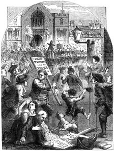 A riotous assembly outside Parliament House, London, 18th century (19th century)