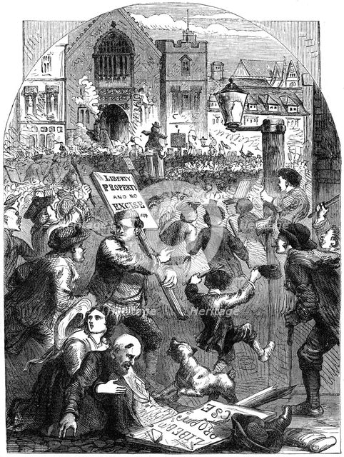 A riotous assembly outside Parliament House, London, 18th century (19th century). Artist: Unknown