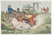 A Rider Falls into Water, 1780-1820. Creator: Unknown