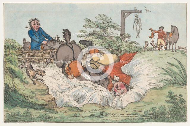 A Rider Falls into Water, 1780-1820. Creator: Unknown.