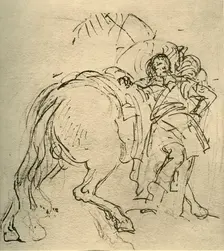 A rider leaning on his horse c1740s, (1928). Artist: Giovanni Battista Tiepolo