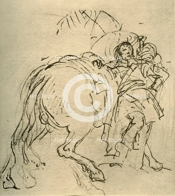'A rider leaning on his horse', c1740s, (1928). Artist: Giovanni Battista Tiepolo.