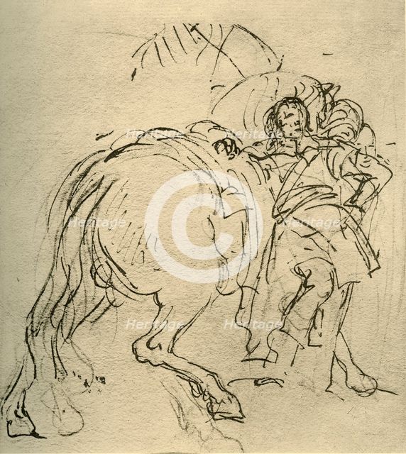 'A rider leaning on his horse', c1740s, (1928). Artist: Giovanni Battista Tiepolo.