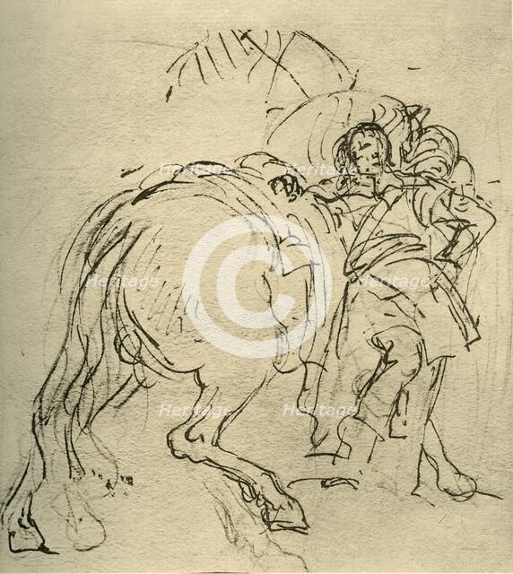 'A rider leaning on his horse', c1740s, (1928). Artist: Giovanni Battista Tiepolo.