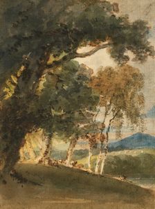 A River Valley And Distant Hill Seen Through Trees, c1800. Creator: Thomas Girtin