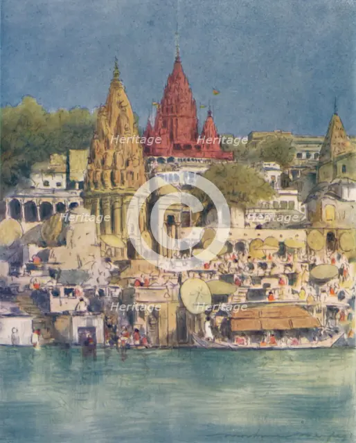 'A River Festival at Benares', 1905. Artist: Mortimer Luddington Menpes.
