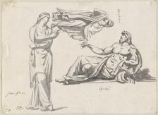 A River God and Two Classical Sculptures, 1775/80. Creator: Jacques-Louis David
