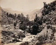 A river in a valley, Kashmir, India, c1860s. Creator: Samuel Bourne