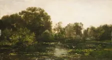 A River Landscape with Storks, 1864. Creator: Charles Francois Daubigny