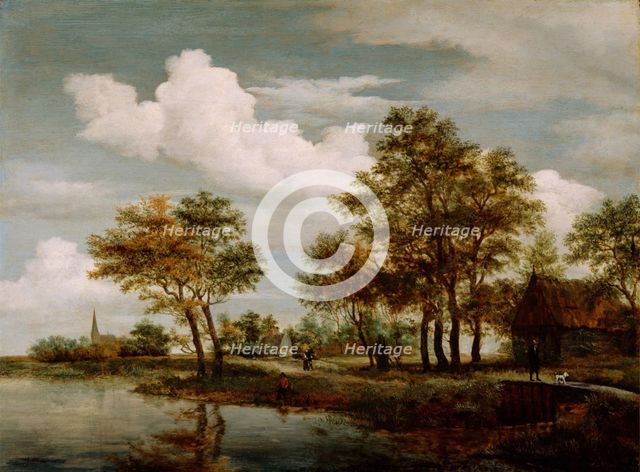 A River Scene, 1658. Creator: Meindert Hobbema.
