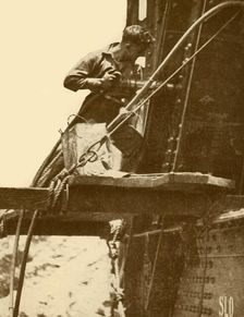 A Riveting Hammer in Operation on the Sydney Harbour Bridge c1930. Creator: Unknown