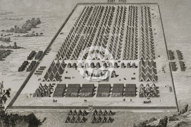A Roman camp at the time of the Roman invasion of Spain, 1852.  Creator: Antonio Roca Sallent.
