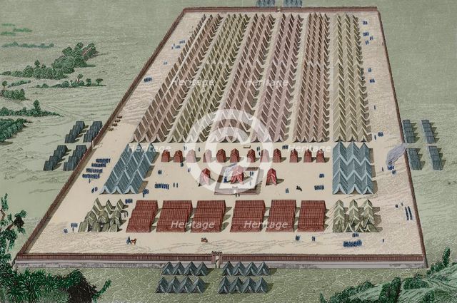 A Roman camp at the time of the Roman invasion of Spain, 1852.  Creator: Antonio Roca Sallent.