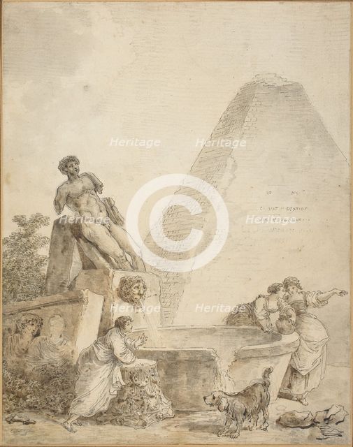 A Roman Capriccio with the Pyramid of Gaius Cestius, 1781 or later. Creator: Hubert Robert.