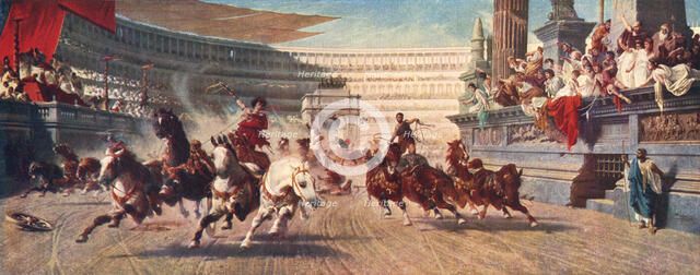 A Roman chariot race, The Circus Maximus, 20th century. Artist: Unknown