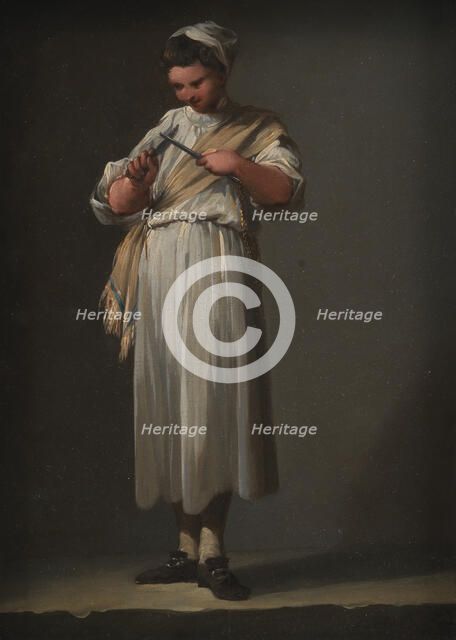 A Roman Cook´s Boy Sharpening a Knife, 1750. Creator: Jean Barbault.