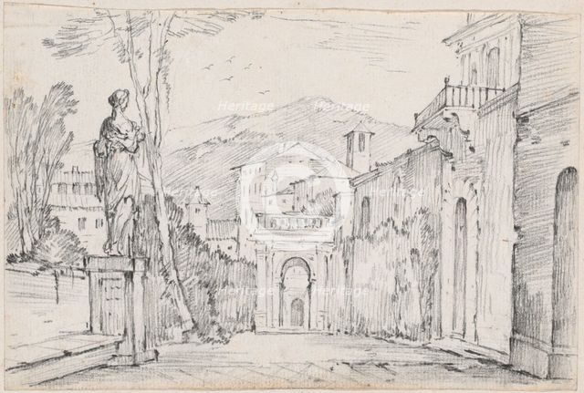 A Roman Street with Monte Cavo in the Distance, 1744/1750. Creator: Joseph-Marie Vien the Elder.
