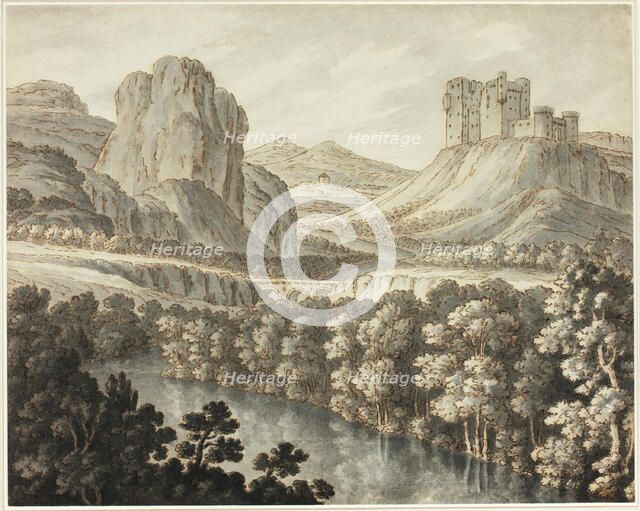 A Romantic Landscape with a Ruined Castle, 1778-87. Creator: Robert Adam.