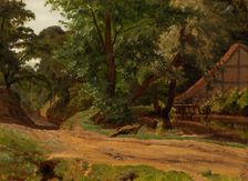 A road and a building in a landscape, 1855. Creator: Werner Holmberg