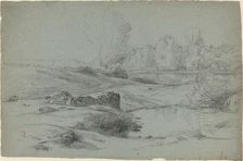 A Rocky Meadow by a River, c. 1840. Creator: Jean Achille Benouville