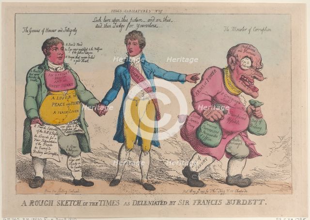 A Rough Sketch of the Times as Deleniated by Sir Francis Burdett, ..., [May 9, 1810], reissued 1819. Creator: Thomas Rowlandson.