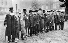 A row of old cabbies London, 1926-1927