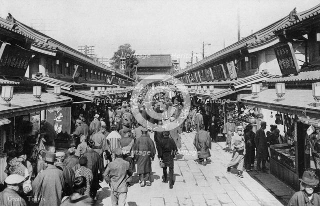 A row of shops in Asakusa, Tokyo, 20th century. Artist: Unknown