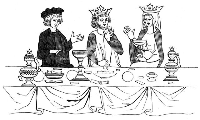 A royal banquet, 13th century (1849). Artist: Unknown