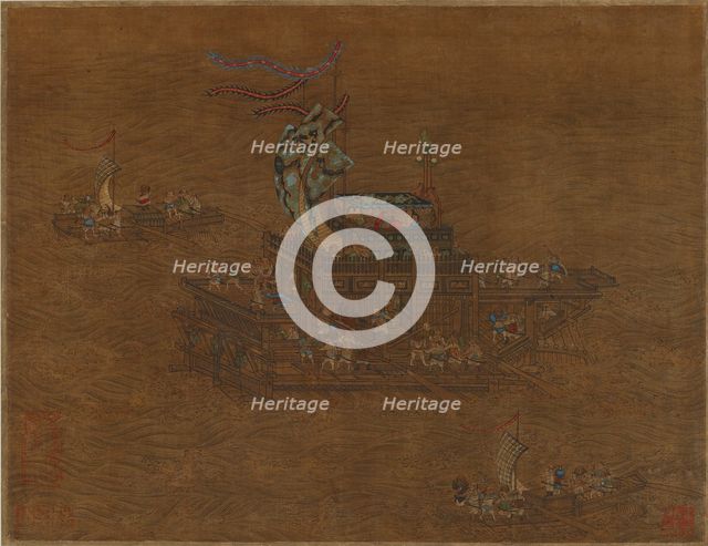 A royal barge at sea, Ming or Qing dynasty, 16th-17th century. Creator: Unknown.