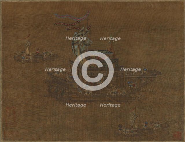 A royal barge at sea, Ming or Qing dynasty, 16th-17th century. Creator: Unknown.
