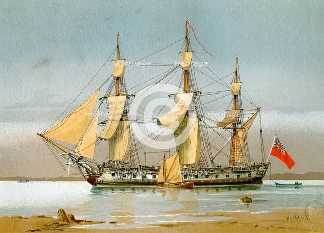 A Royal Navy 42 gun frigate, c1780 (c1890-c1893).Artist: William Frederick Mitchell