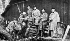 A royal shooting party at Windsor, 1870 (1910).Artist: Hills and Saunders