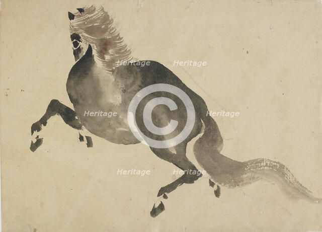 A running horse, late 18th-early 19th century. Creator: Hokusai.