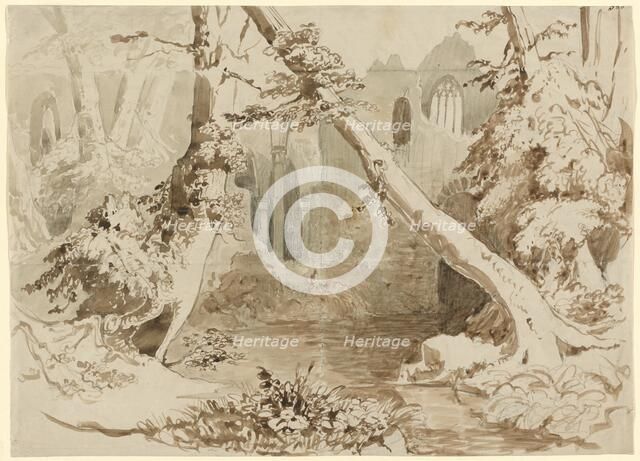 A Ruined Church in the Forest, c. 1834. Creator: Karl Blechen.