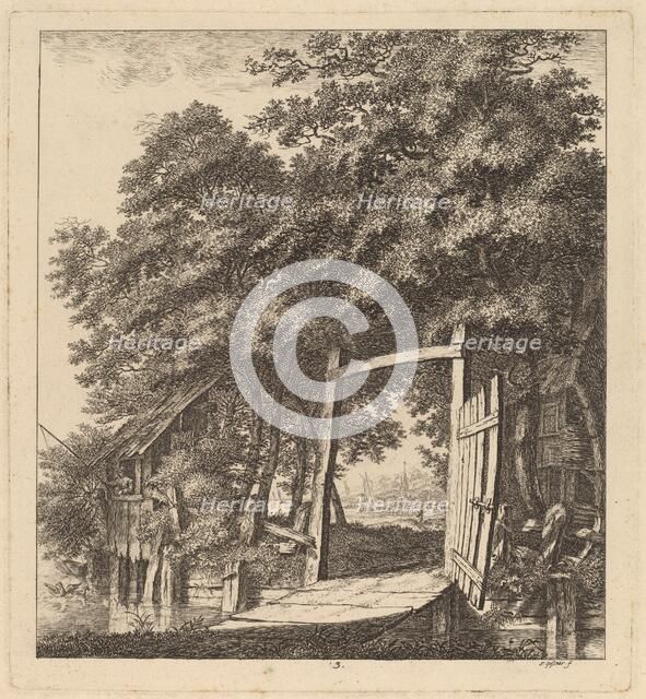 A Rustic Gate beside a Lake, 1764. Creator: Salomon Gessner.