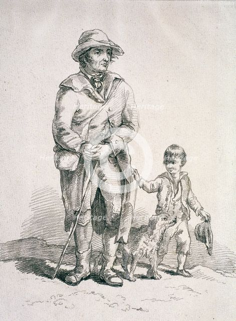 A rustic with a dog and a boy, Provincial Characters, 1813. Artist: William Henry Pyne
