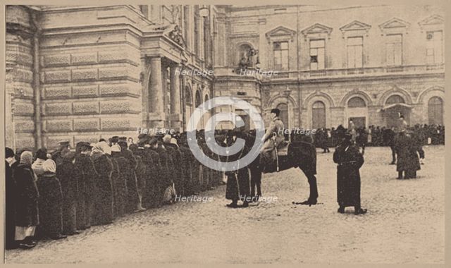A Russian Bread Line Guarded by the Imperial Police. March 1917, 1917.