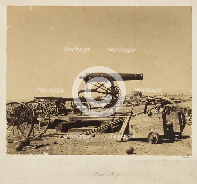 A Russian Cannon. From: Souvenir de la Guerre de Crimee, 1855. Creator: Méhédin, Léon-Eugène (1828-1905).