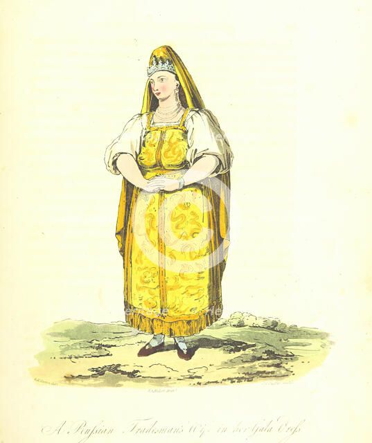 A Russian Tradesman's Wife in her Gala Dress, 1813.  Creator: Joseph Constantine Stadler.