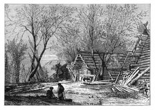 A Russian village on the banks of the Volga, c1890