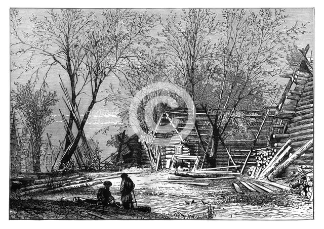 A Russian village on the banks of the Volga, c1890. Artist: Unknown