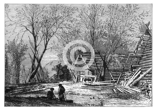 A Russian village on the banks of the Volga, c1890. Artist: Unknown