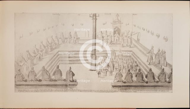A scene at the royal court of Tsar Alexis Mikhailovich (Illustration from the Meierberg's Album), 1662. Artist: Meierberg, Augustin, von (1612–1688)