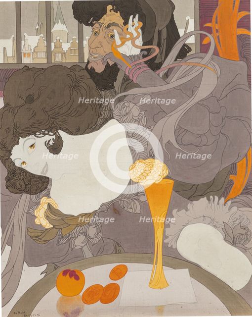 A Scene from "Bruges-la-Morte" (The Dead Bruges) by Georges Rodenbach, 1890s. Creator: Georges de Feure.
