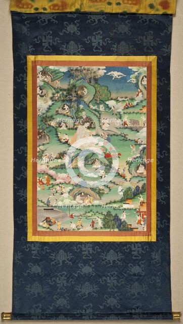 A scene from the life of Milarepa (Thangka), Late 18th cent.. Artist: Tibetan culture  
