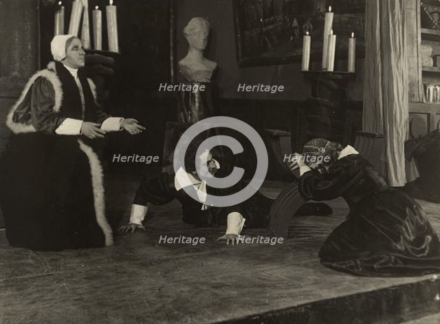 A scene from the play based on K. Gutskov's drama "Uriel Acosta", 1920-1929. Creator: Unknown.