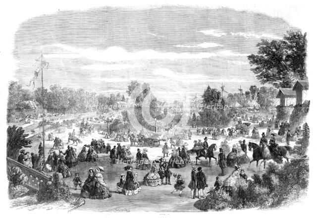 A scene in the Bois de Boulogne, Paris - the Pré Catelan, 1860. Creator: Unknown.